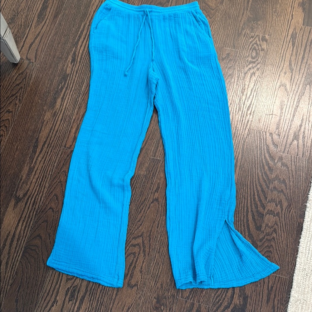 Michael Stars Darling Smocked Wide-Leg Turquoise Pants!